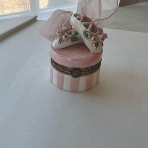 1999 Mud Pie Prima Ballerina Pink Ballet Slippers Trinket Box